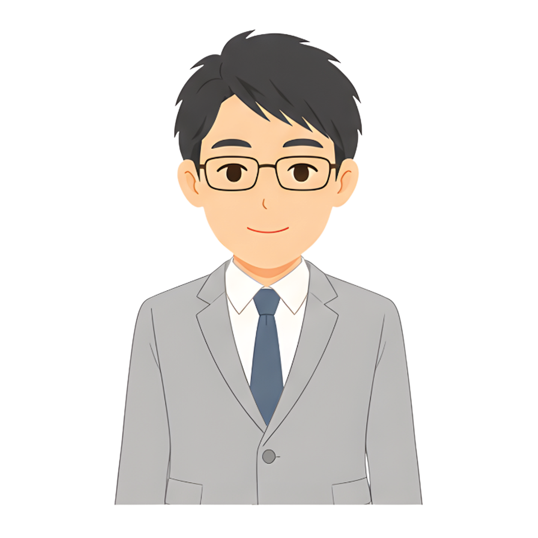 先生Cのスーツ姿の上半身イラスト