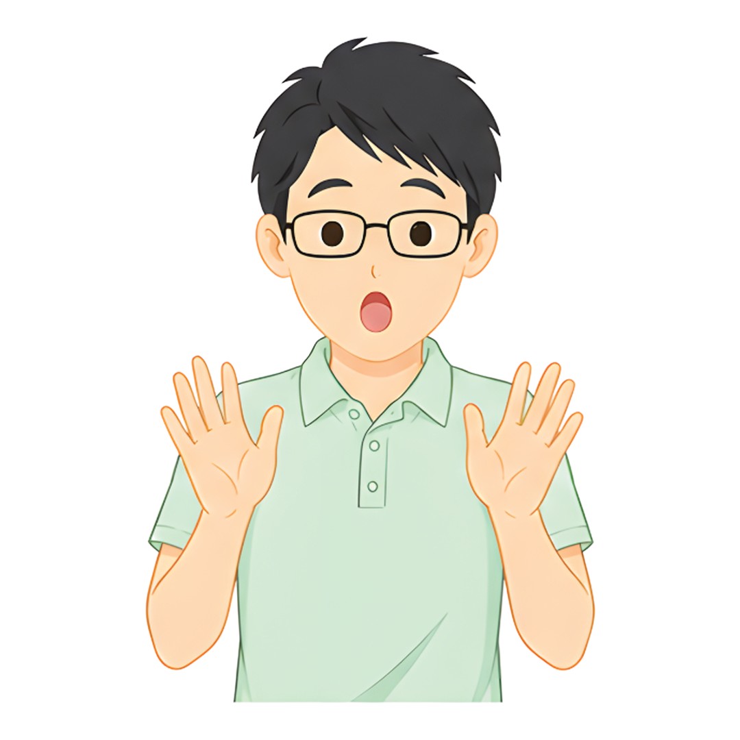 先生Cの上半身（驚く）イラスト