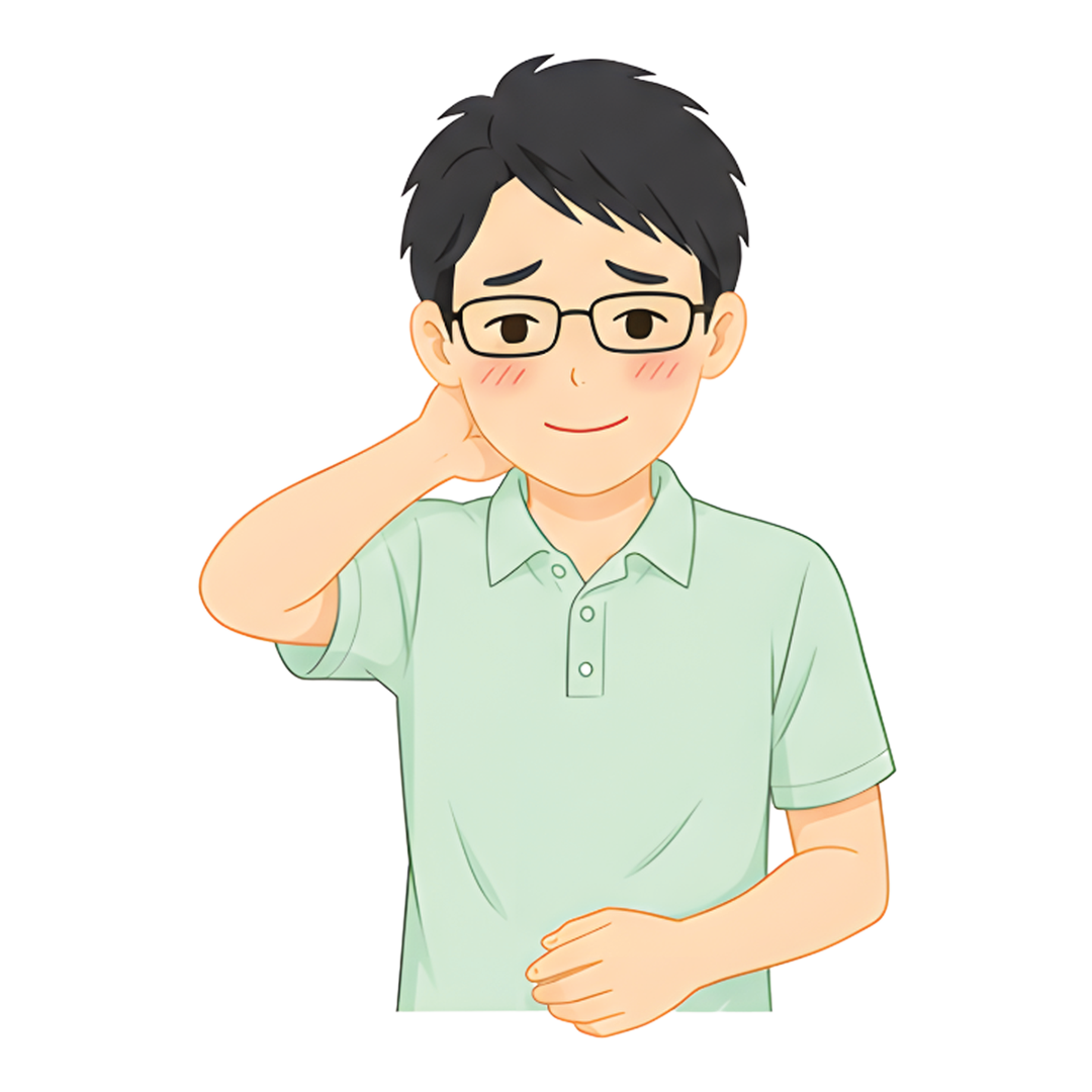 先生Cの上半身（恥ずかしがる）イラスト