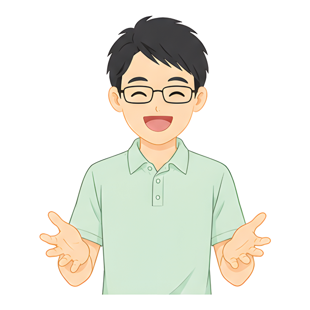 先生Cの上半身（喜ぶ）イラスト