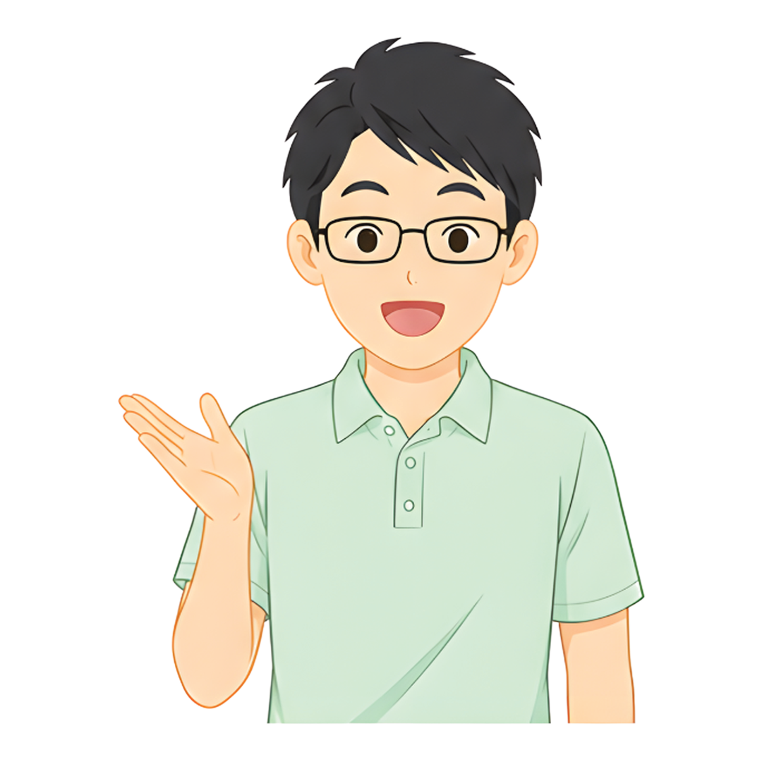 先生Cの上半身（閃く）イラスト