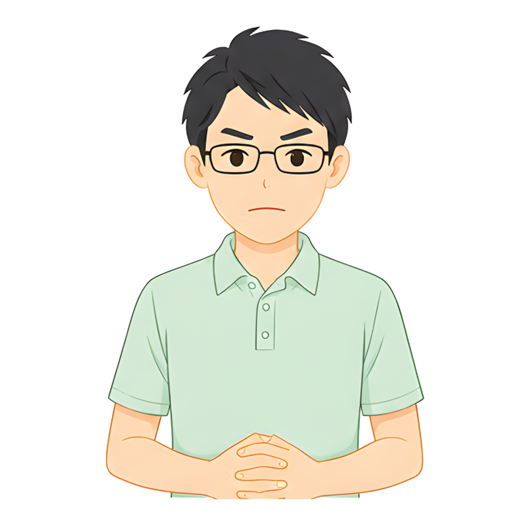 先生Cの上半身（真剣になる）イラスト