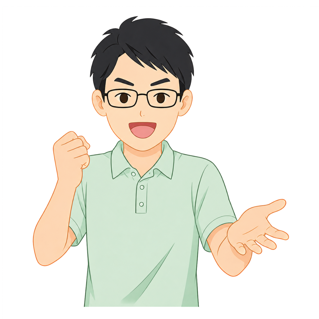 先生Cの上半身（励ます）イラスト