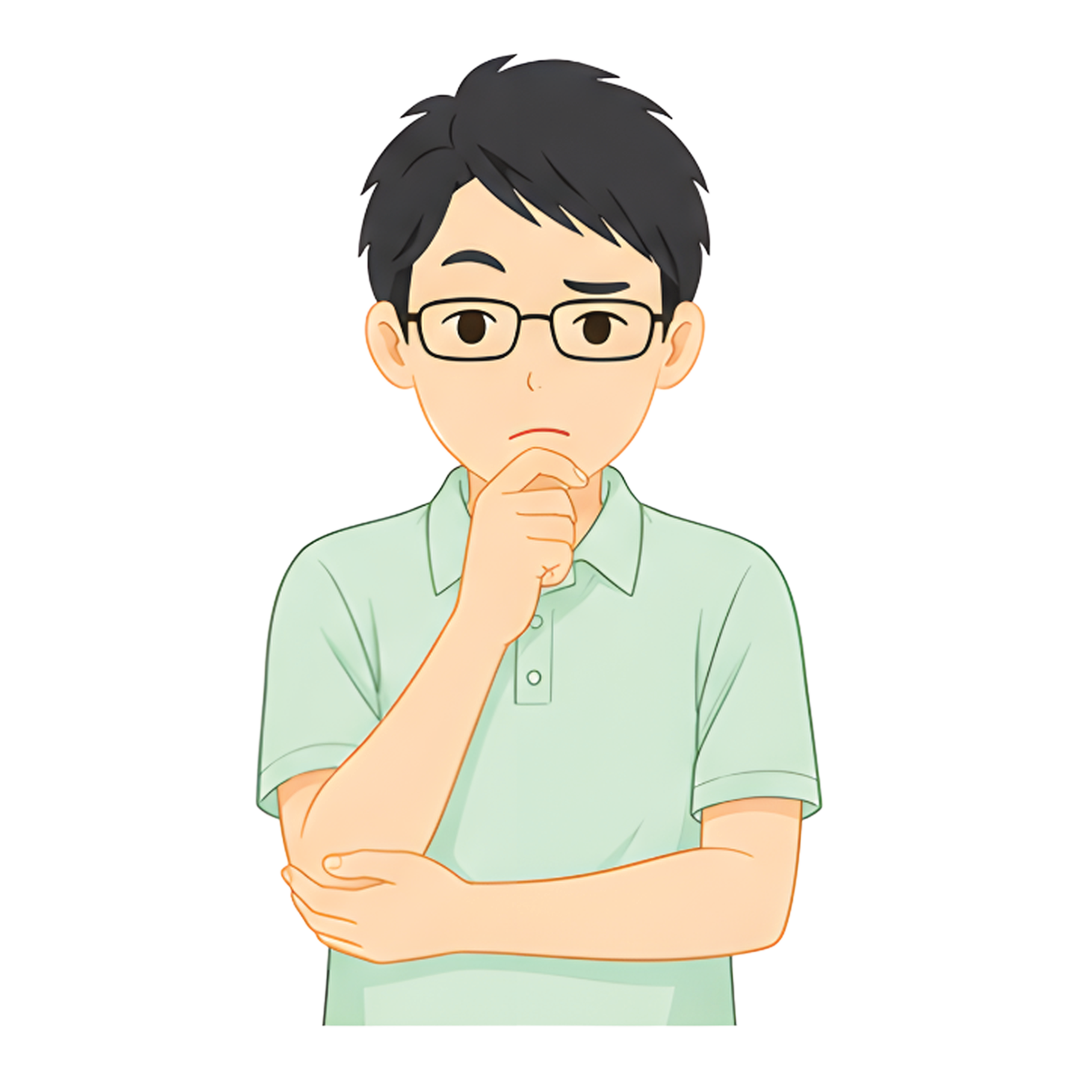 先生Cの上半身（考える）イラスト