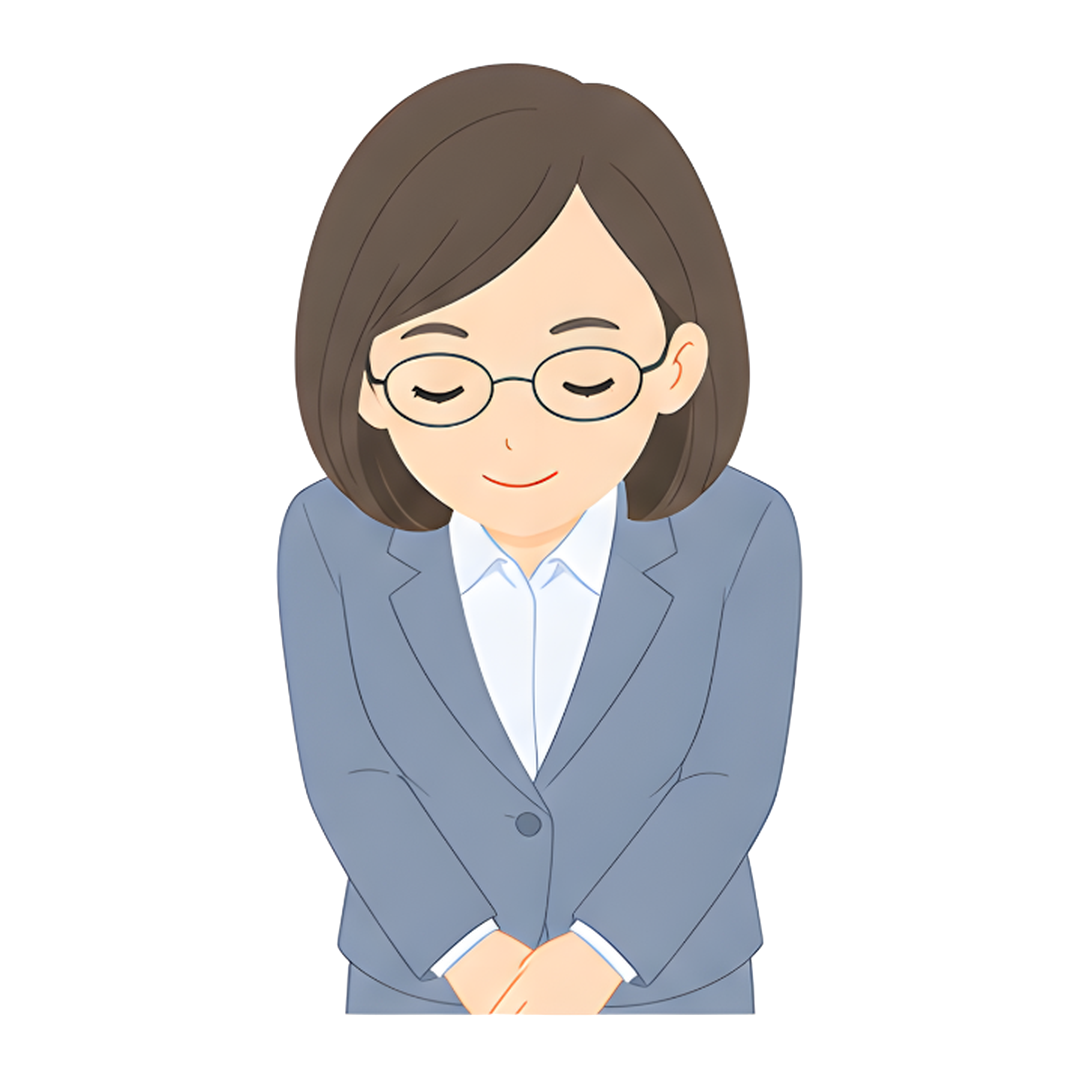 先生Dのスーツ姿の上半身（お願いをする）イラスト