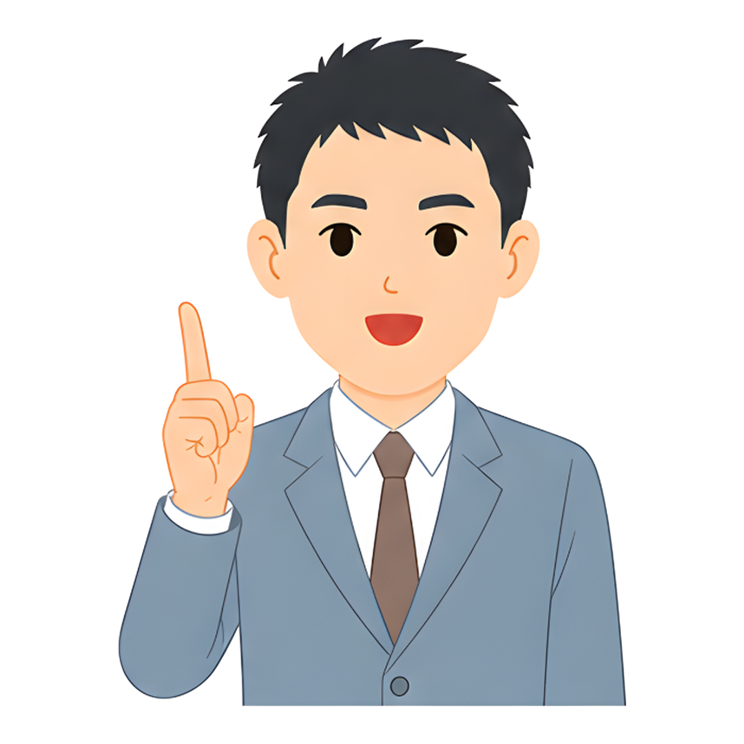 先生Eのスーツ姿の上半身（指す）イラスト