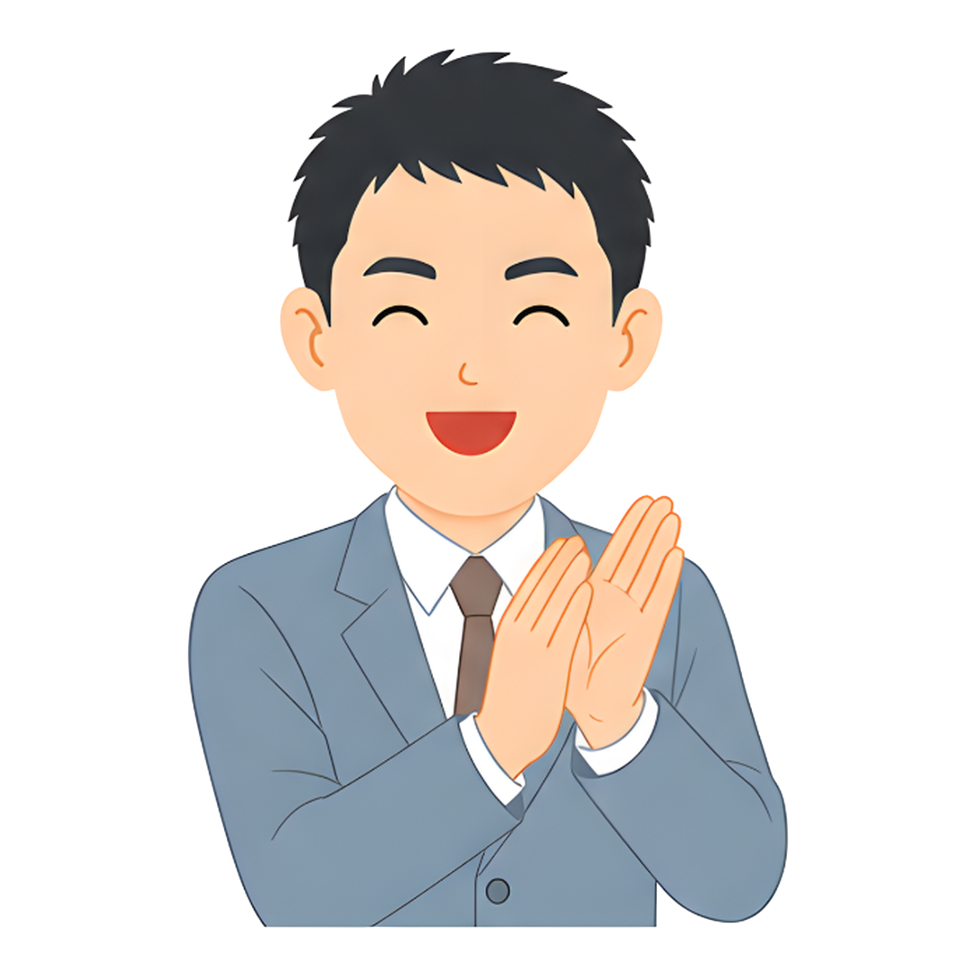 先生Eのスーツ姿の上半身（褒める）イラスト