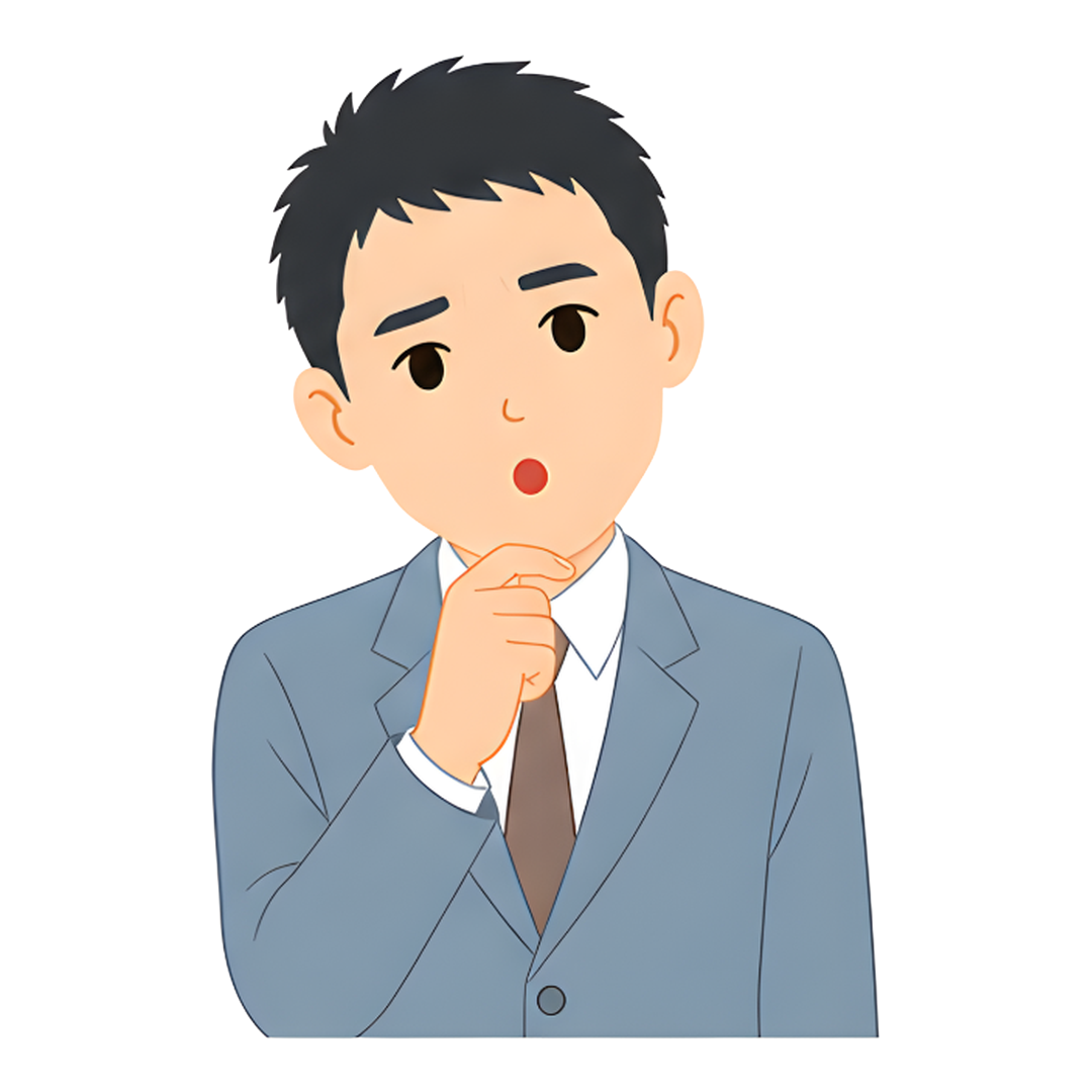 先生Eのスーツ姿の上半身（問いかける）イラスト