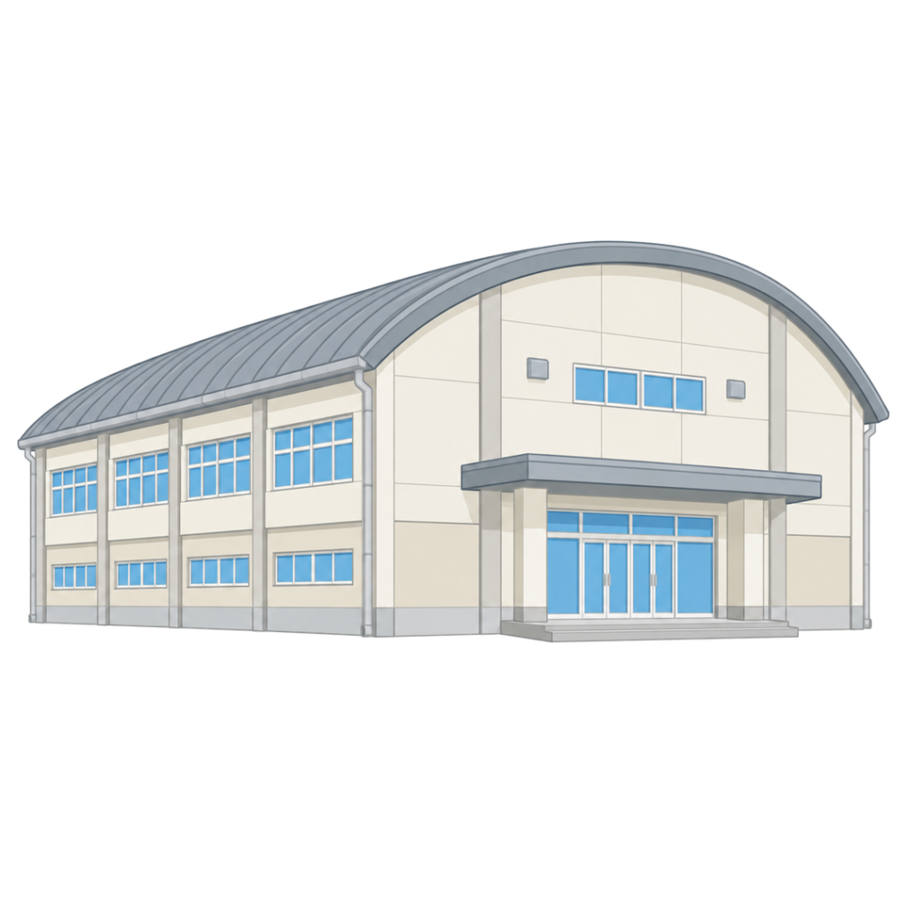 学校の体育館（アーチ状の屋根）07イラスト