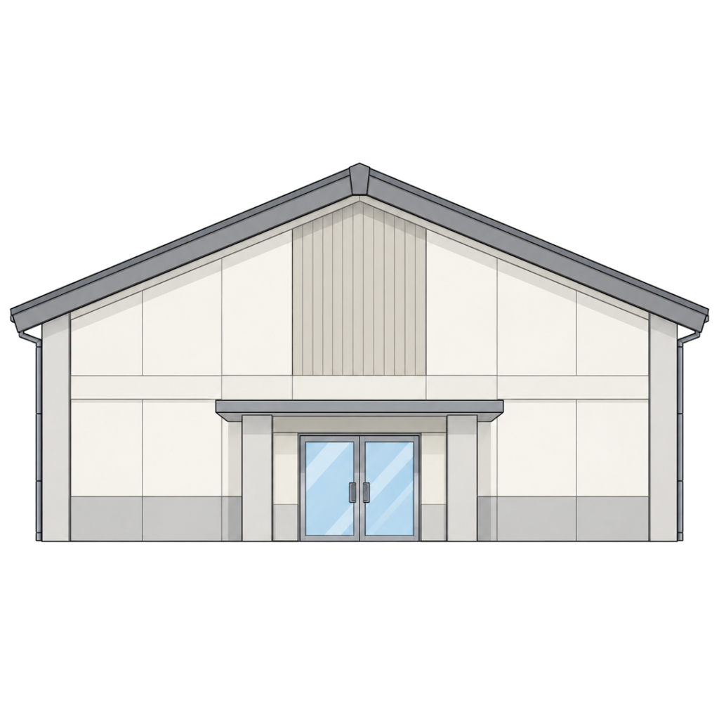 学校の体育館（三角屋根の屋根）03イラスト
