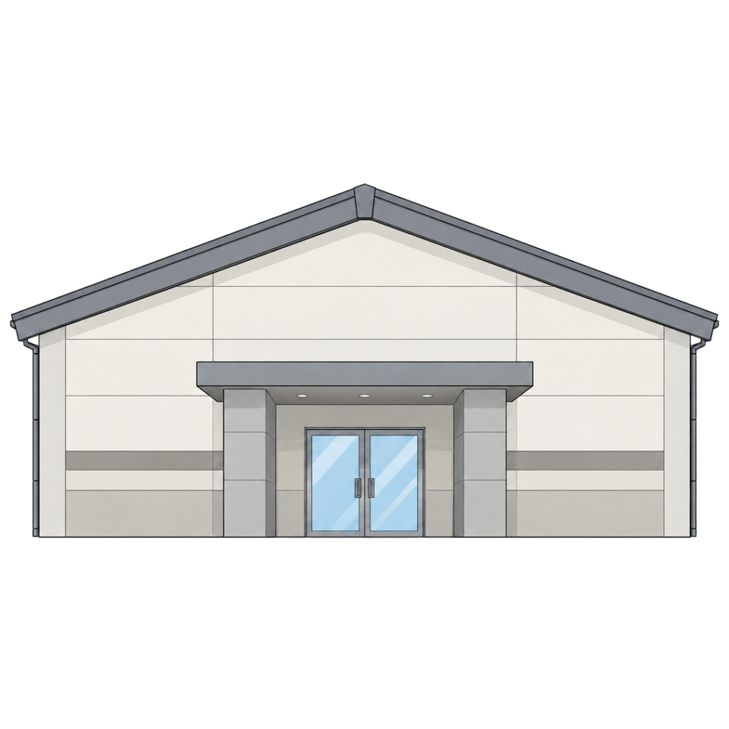 学校の体育館（三角屋根の屋根）05イラスト