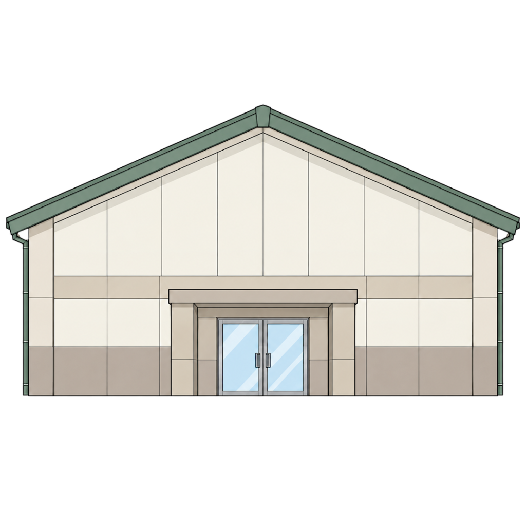 学校の体育館（三角屋根の屋根）06イラスト