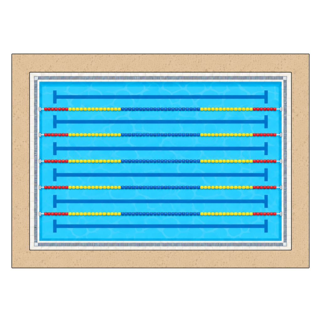 学校のプール（真上からの平面図）イラスト