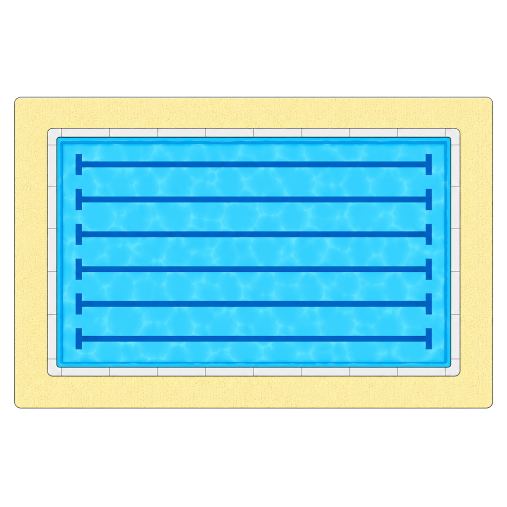 学校のプール（真上からの平面図）イラスト