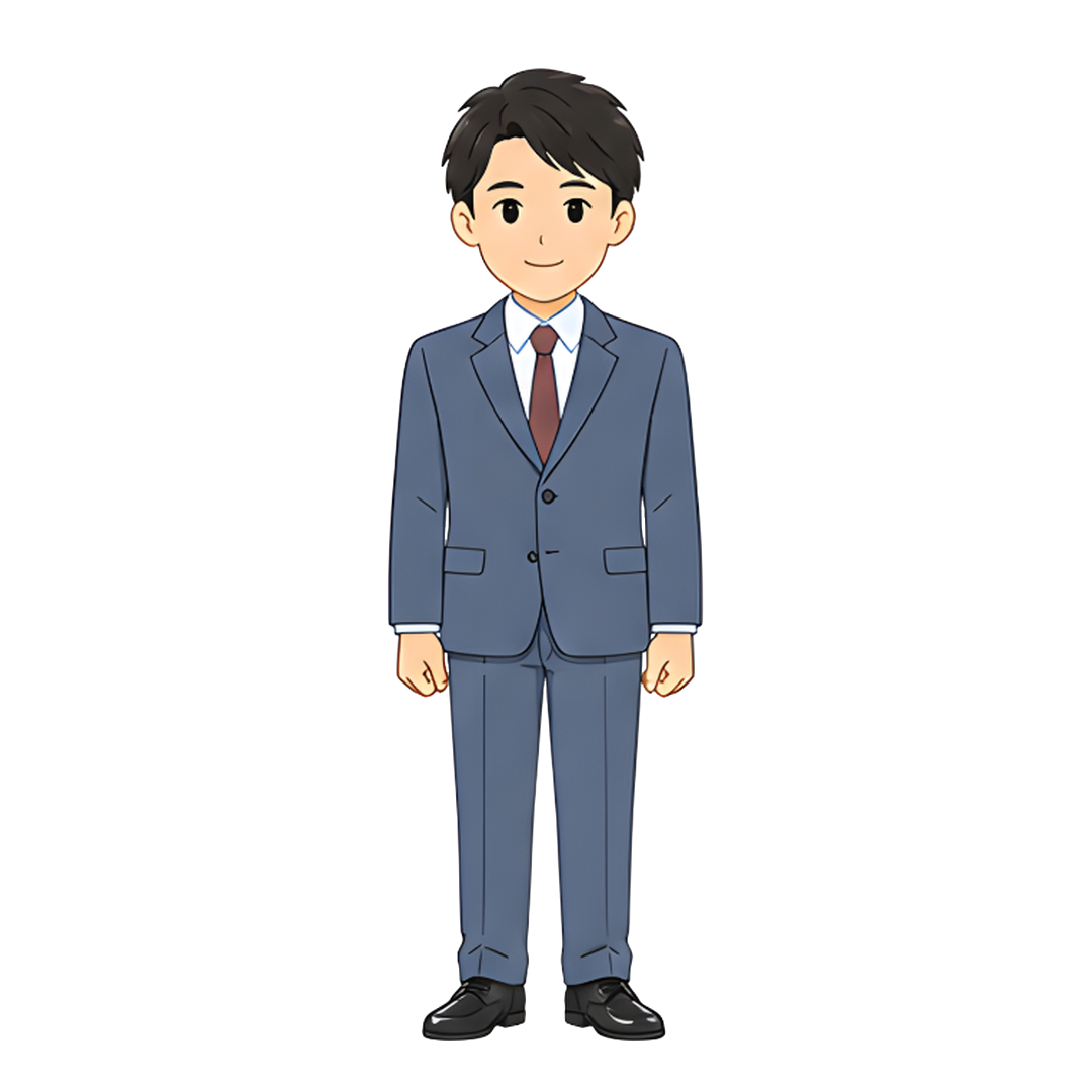 先生Aのスーツ姿の全身イラスト