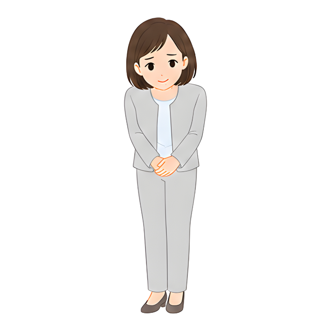 先生Bのスーツ姿の全身（お願いをする）イラスト