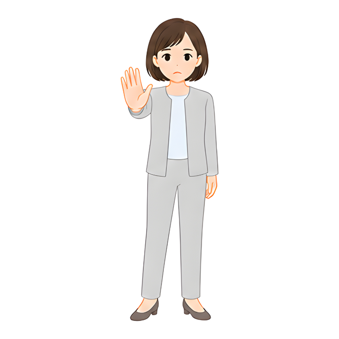 先生Bのスーツ姿の全身（注意を促す）イラスト