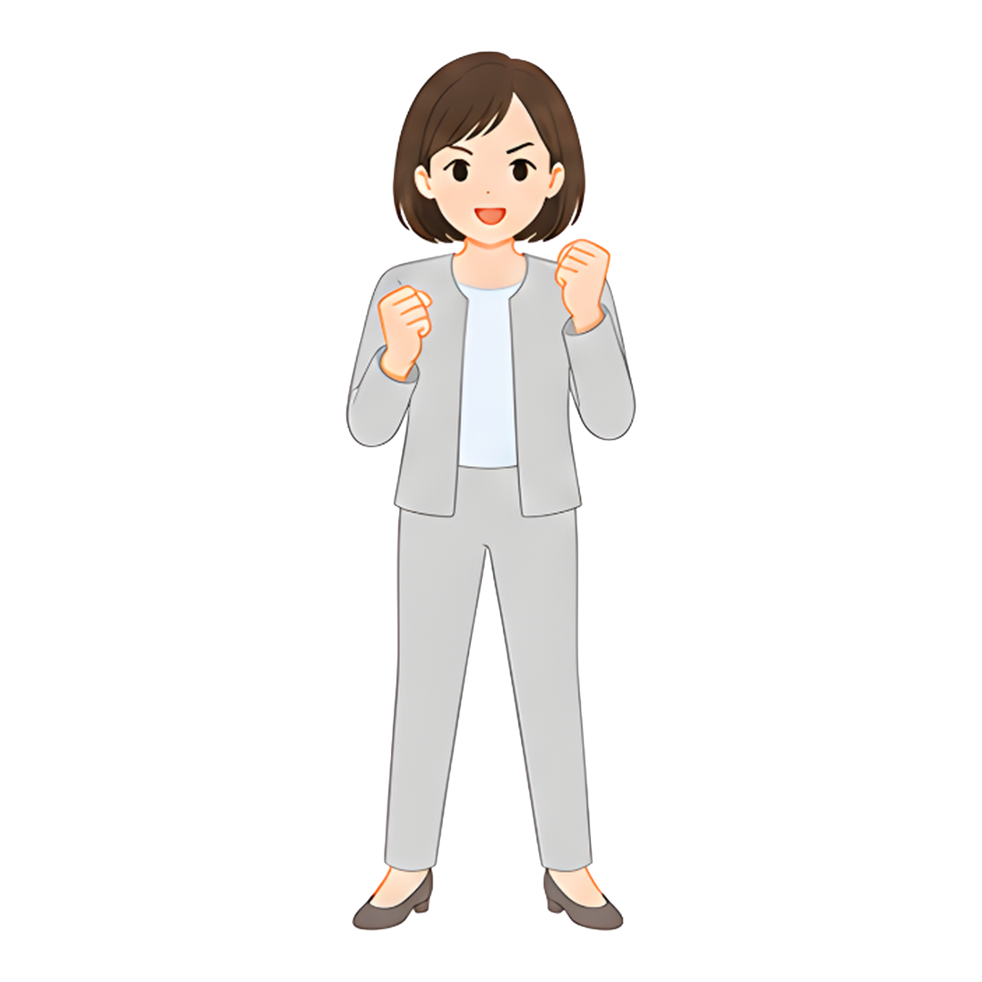 先生Bのスーツ姿の全身（応援する）イラスト