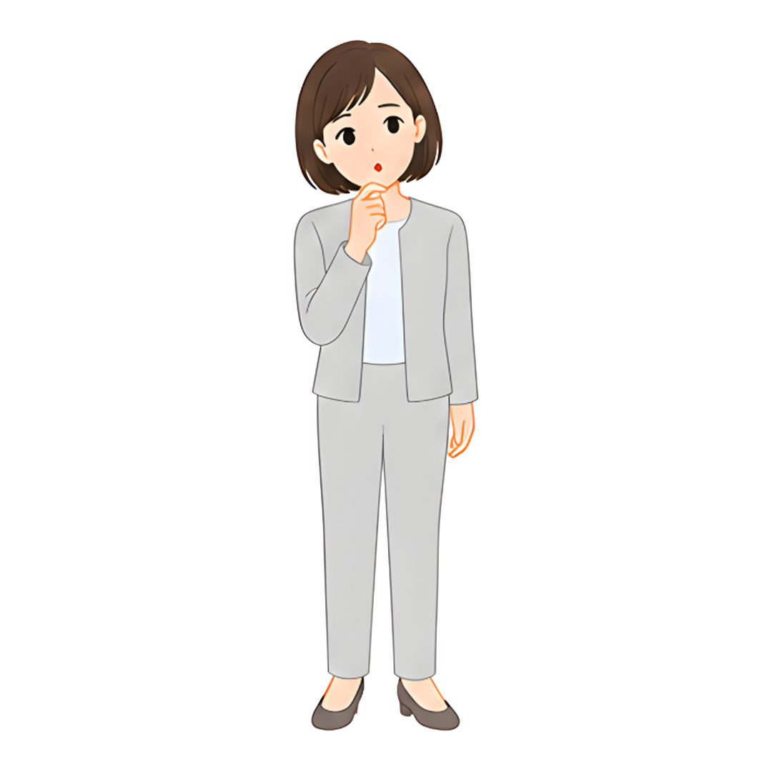 先生Bのスーツ姿の全身（問いかける）イラスト