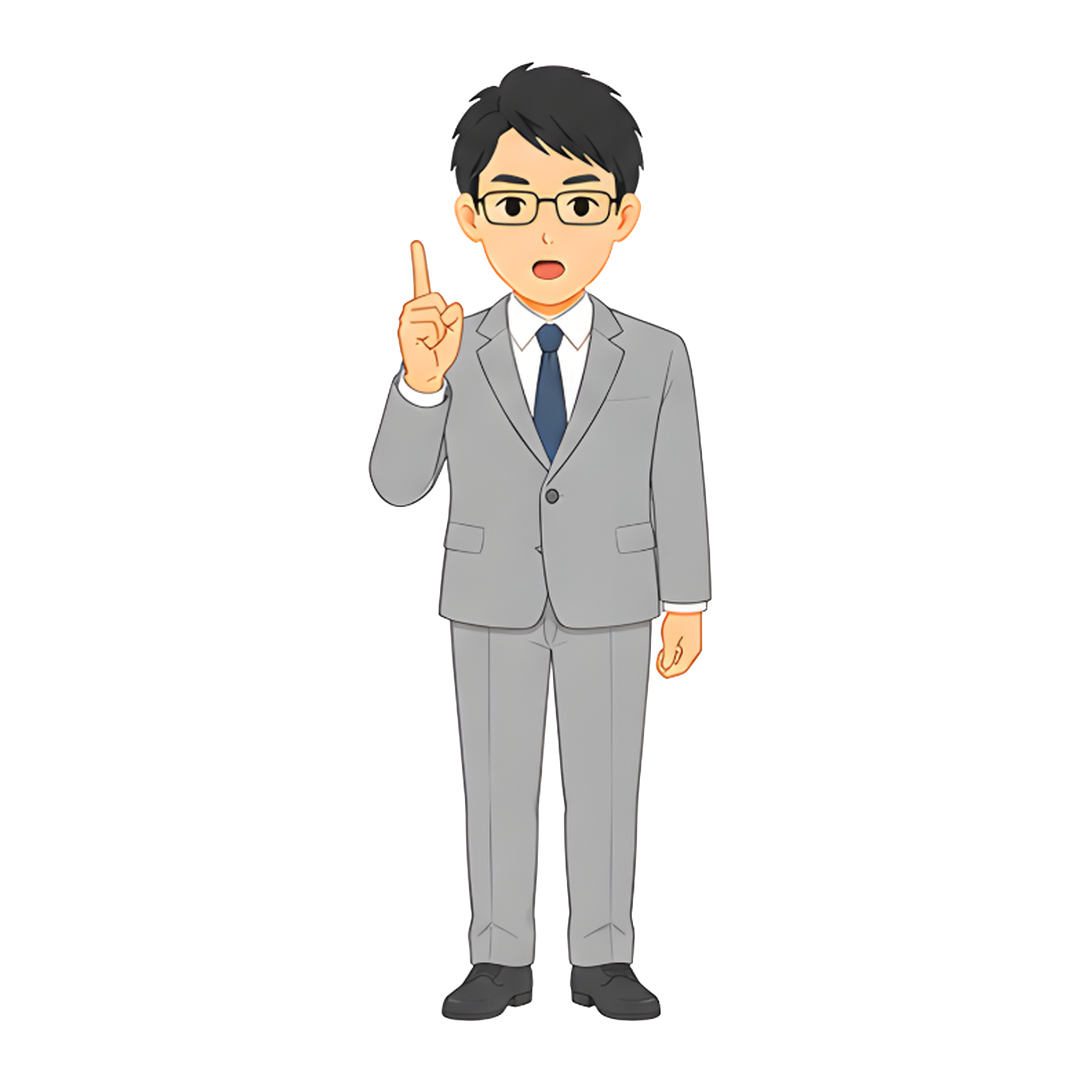 先生Cのスーツ姿の全身（指す）イラスト