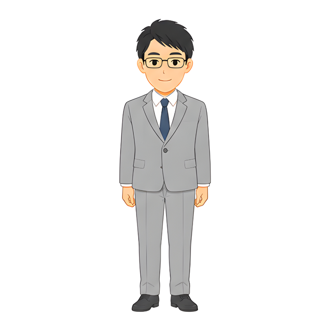 先生Cのスーツ姿の全身イラスト