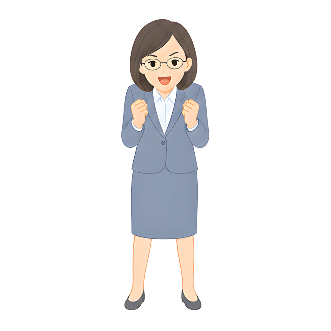 先生Dのスーツ姿の全身（応援する）イラスト