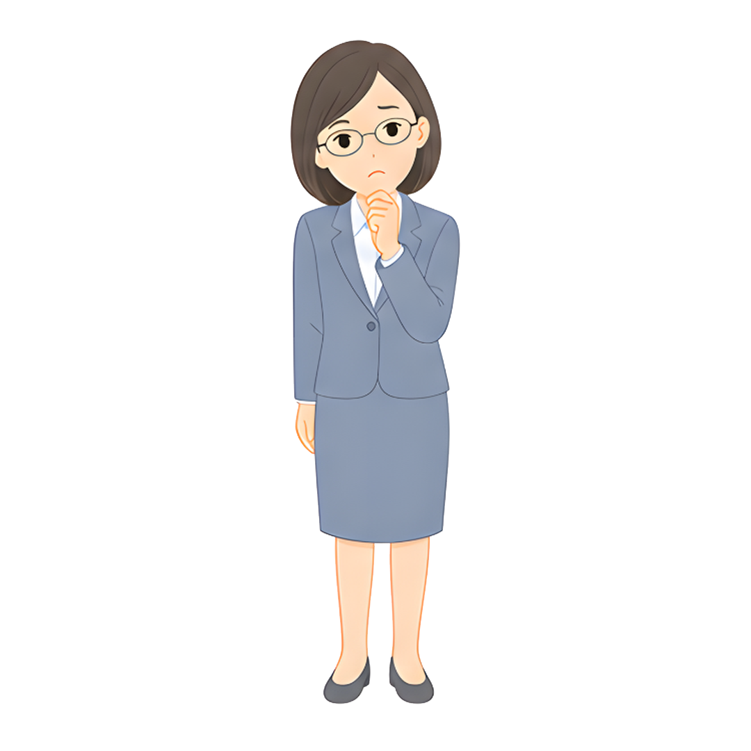 先生Dのスーツ姿の全身（問いかける）イラスト