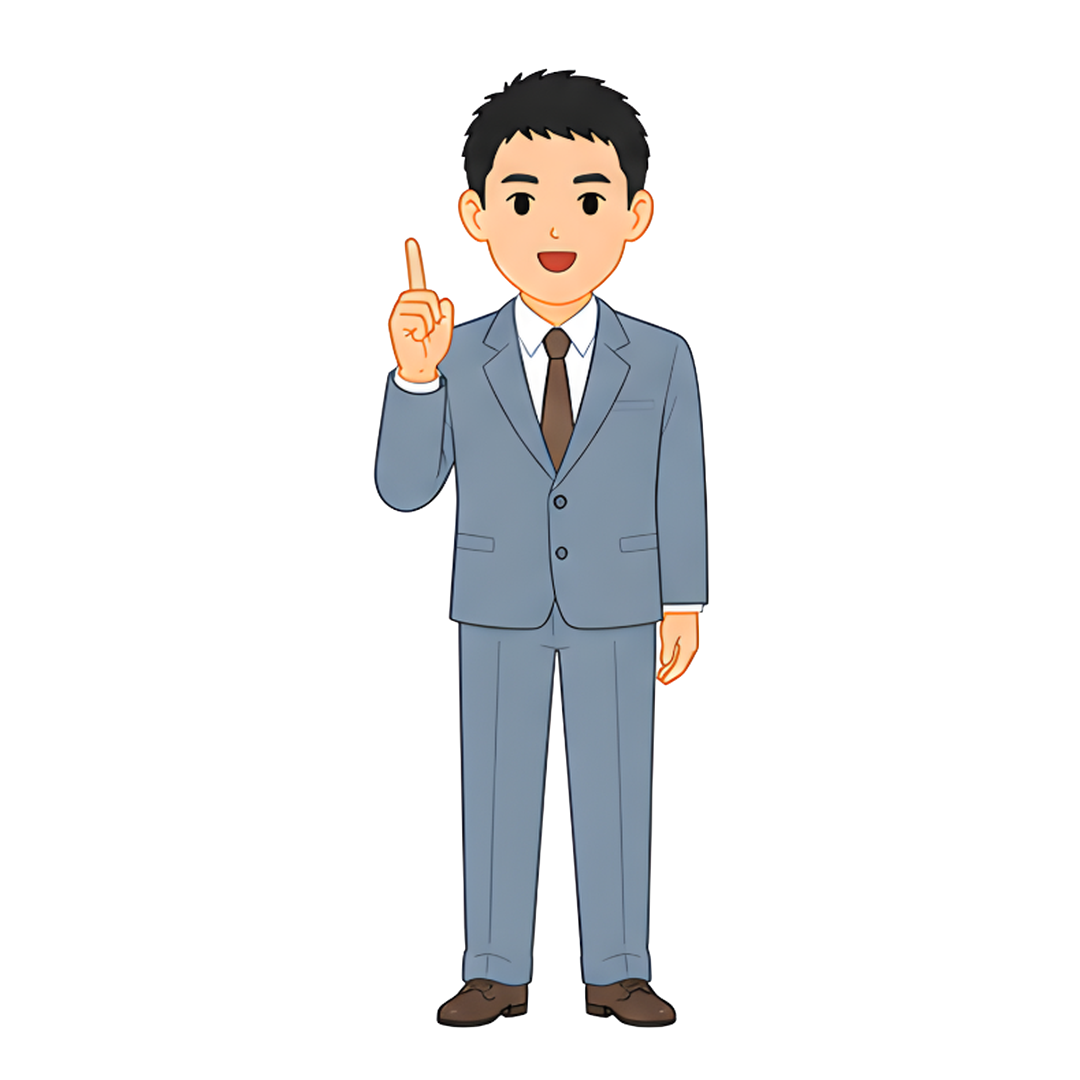 先生Eのスーツ姿の全身（指す）イラスト