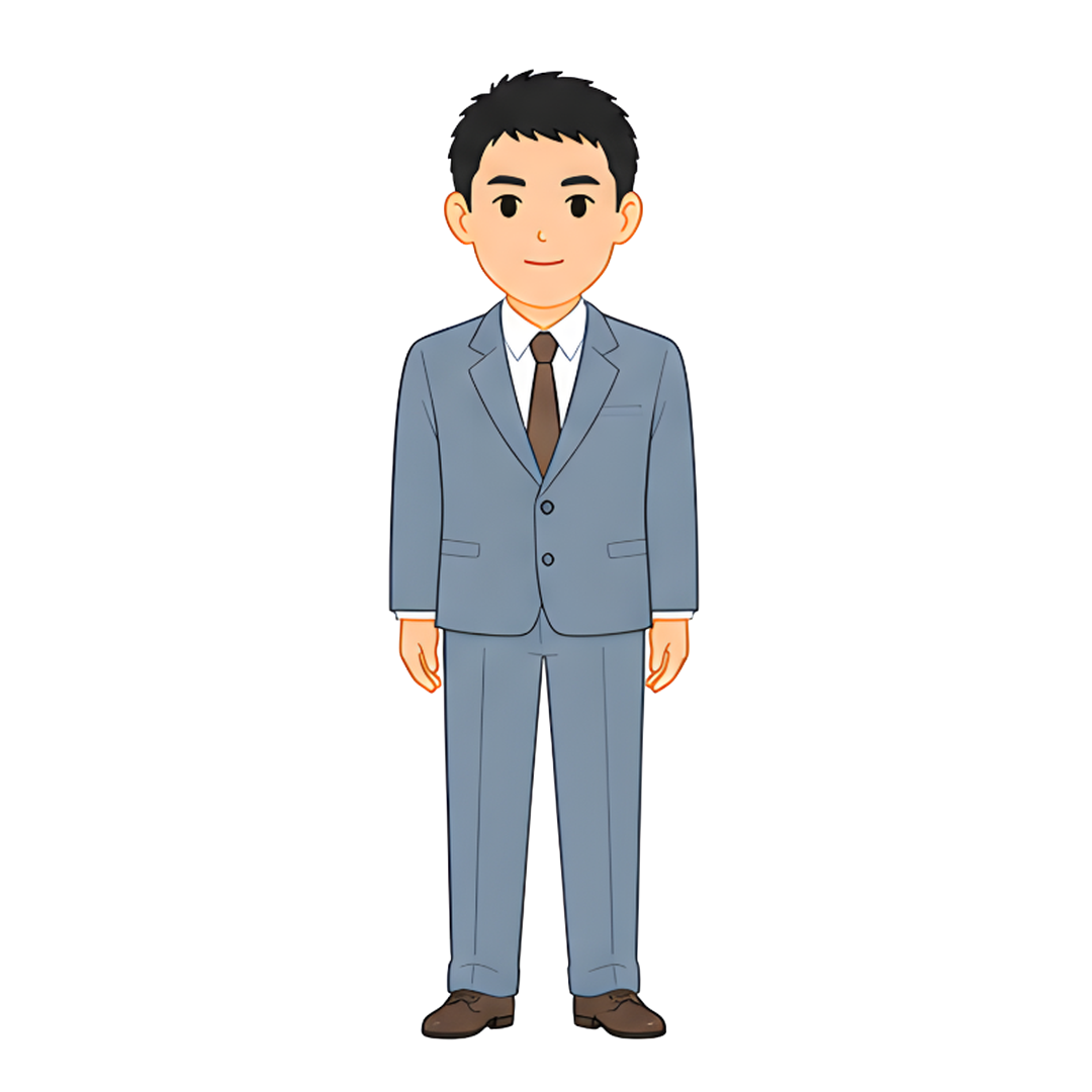 先生Eのスーツ姿の全身イラスト