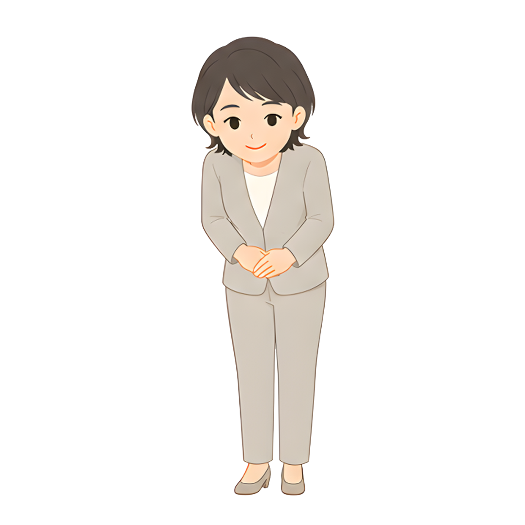 先生Fのスーツ姿の全身（お願いをする）イラスト