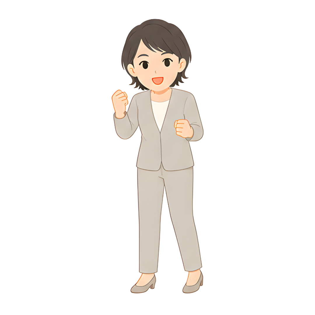 先生Fのスーツ姿の全身（応援する）イラスト