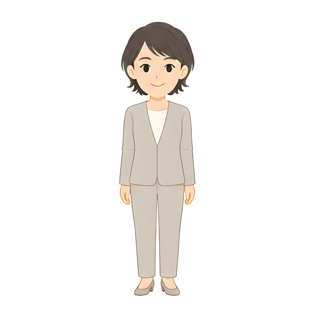 先生Fのスーツ姿の全身イラスト